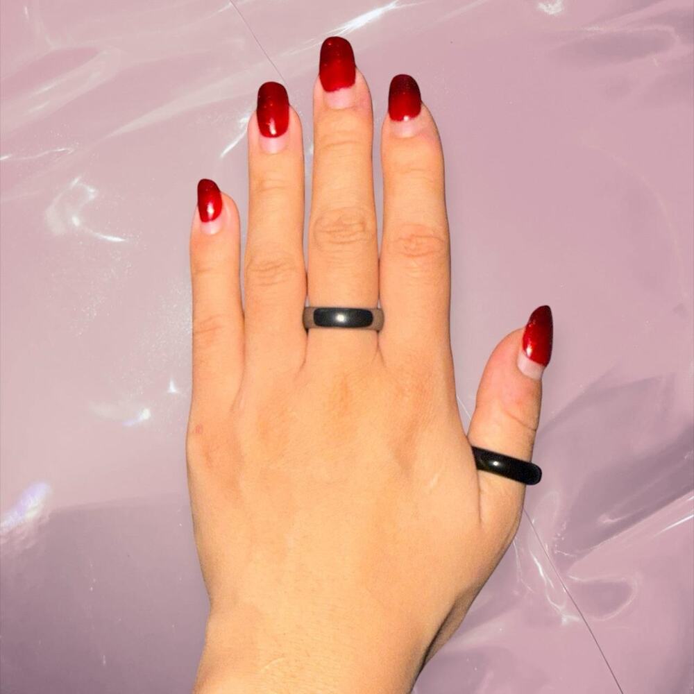 Y2K protection hematite gunmetal natural gemstone crystal ring boho grunge